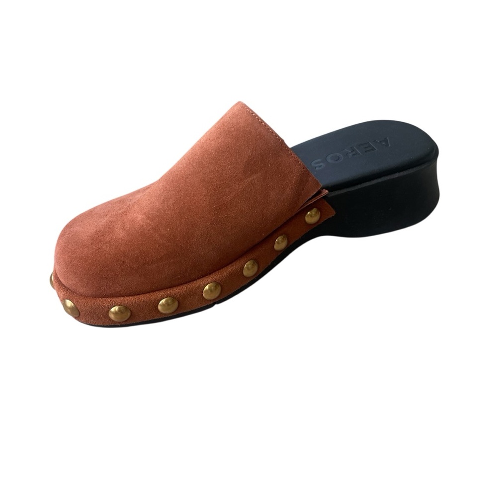 Aersoles Women’s Faye Studded Clog Suede Leather Upper Size 8 Gingerbread - Picture 2 of 7